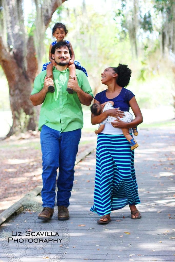 Clark Family Walking Through the Trees