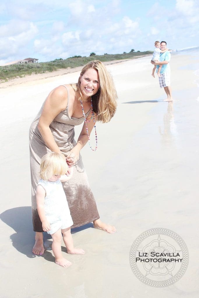 Mother Sons Father on Beach