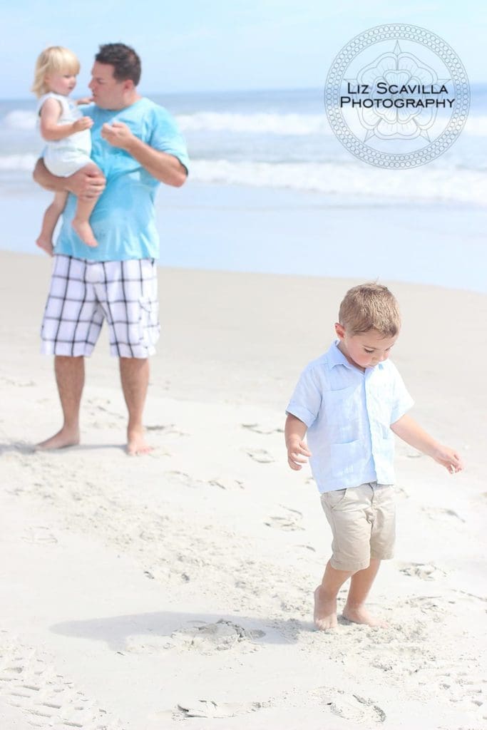 Father and Sons on Beach