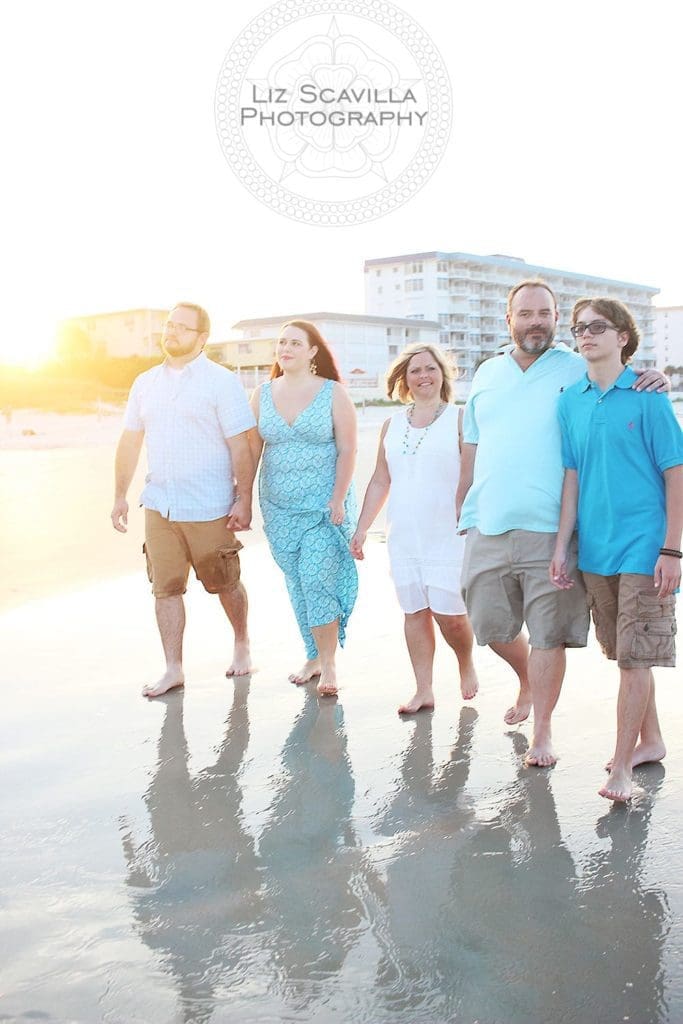 Family Walking the Beach
