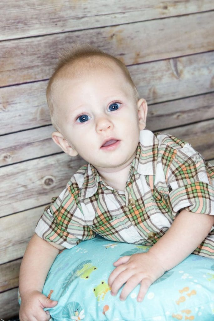Baby Boy With Green Plaid Shirt