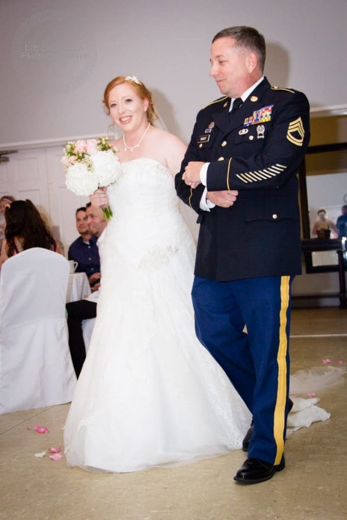 Father In Dress Blues Walking Daughter Down the Aisle