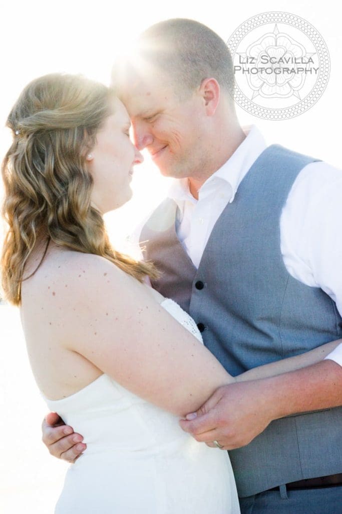 Sun in background of newlyweds