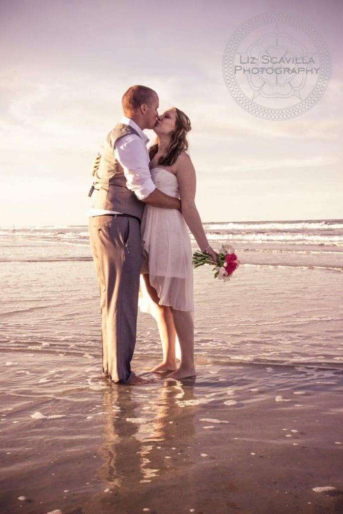 Beach wedding couple