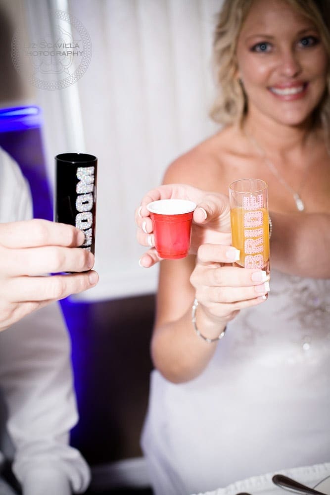 Red Solo Shot Cup Bride & Groom