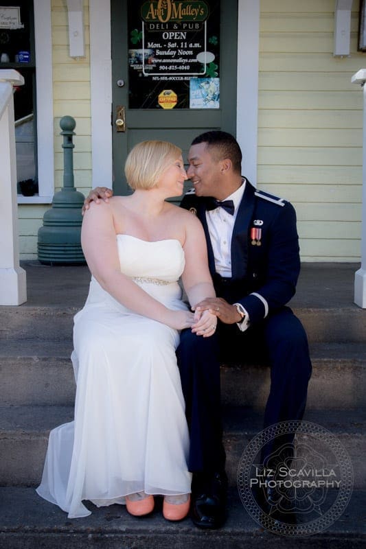 Military Couple on Steps
