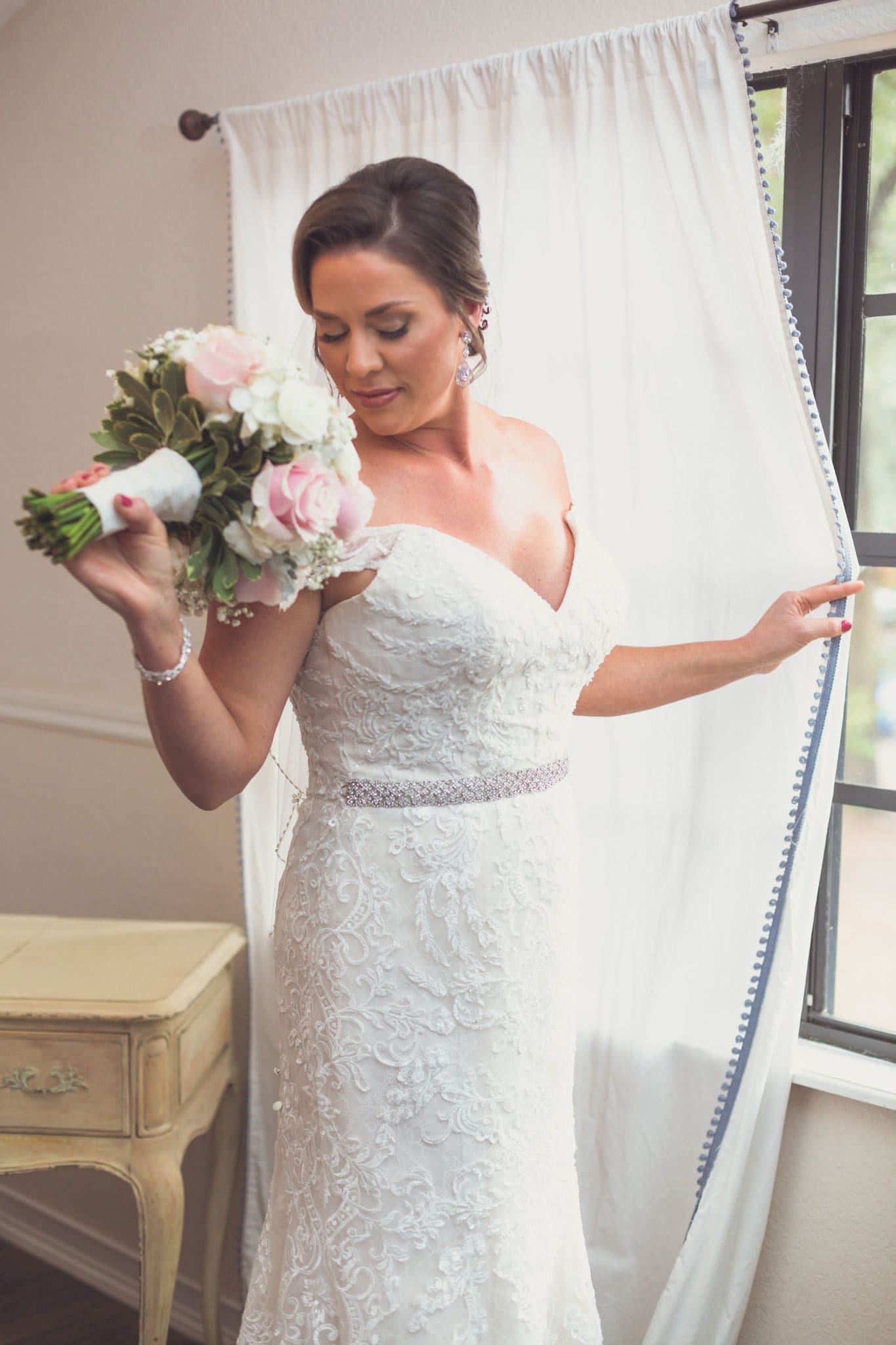 The bride taking a moment to pause.