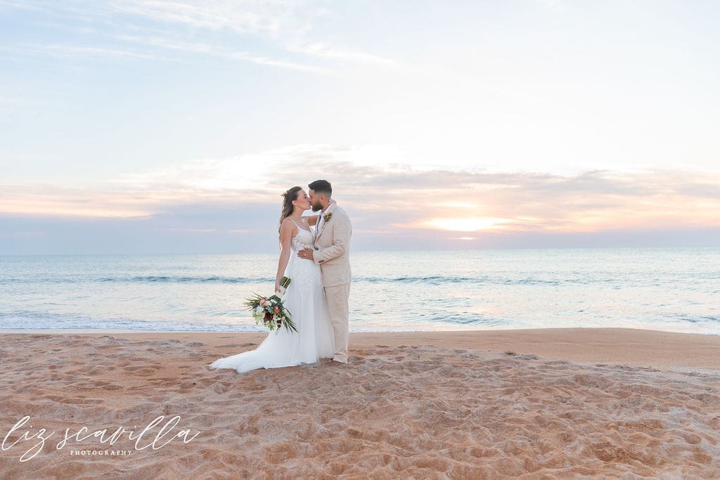 Ormond Beach wedding photographer sunrise couple portrait Coral Sands