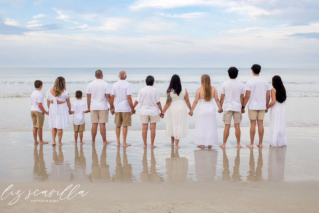 Large family beach photography session in Ormond Beach