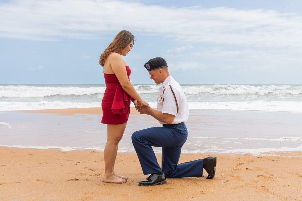 beach proposal side angle perfect positioning sunset ormond beach